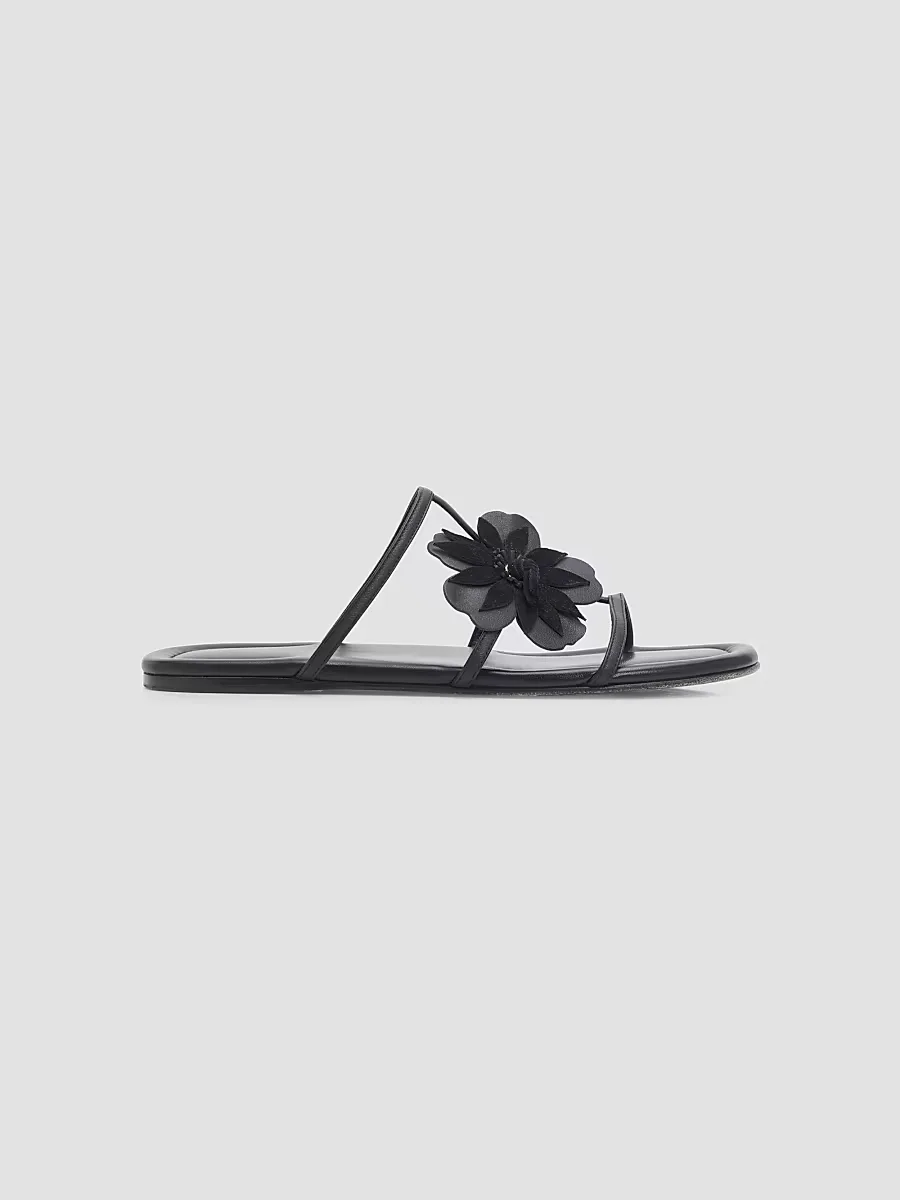 Belara Flower-Appliqué Leather Sandals by Zimmermann