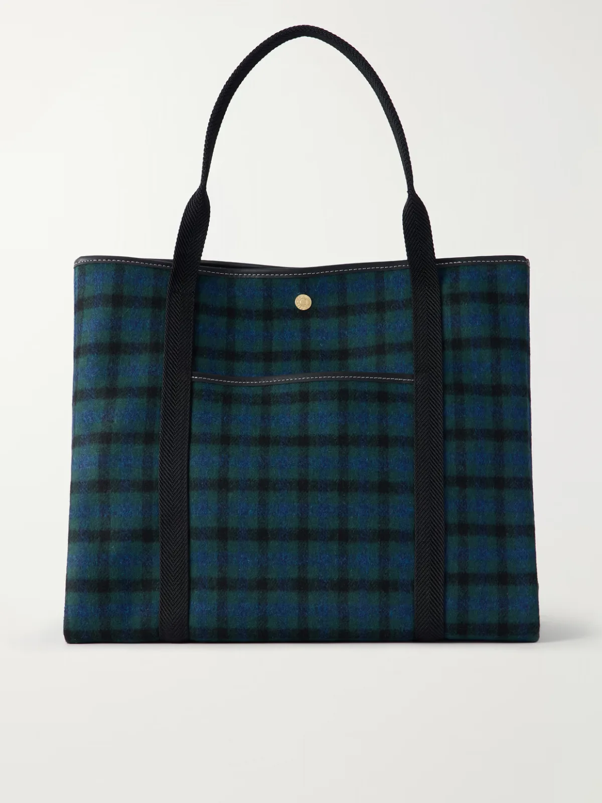Traversée Large Leather-Trimmed Checked Canvas Tote by RUE de VERNEUIL
