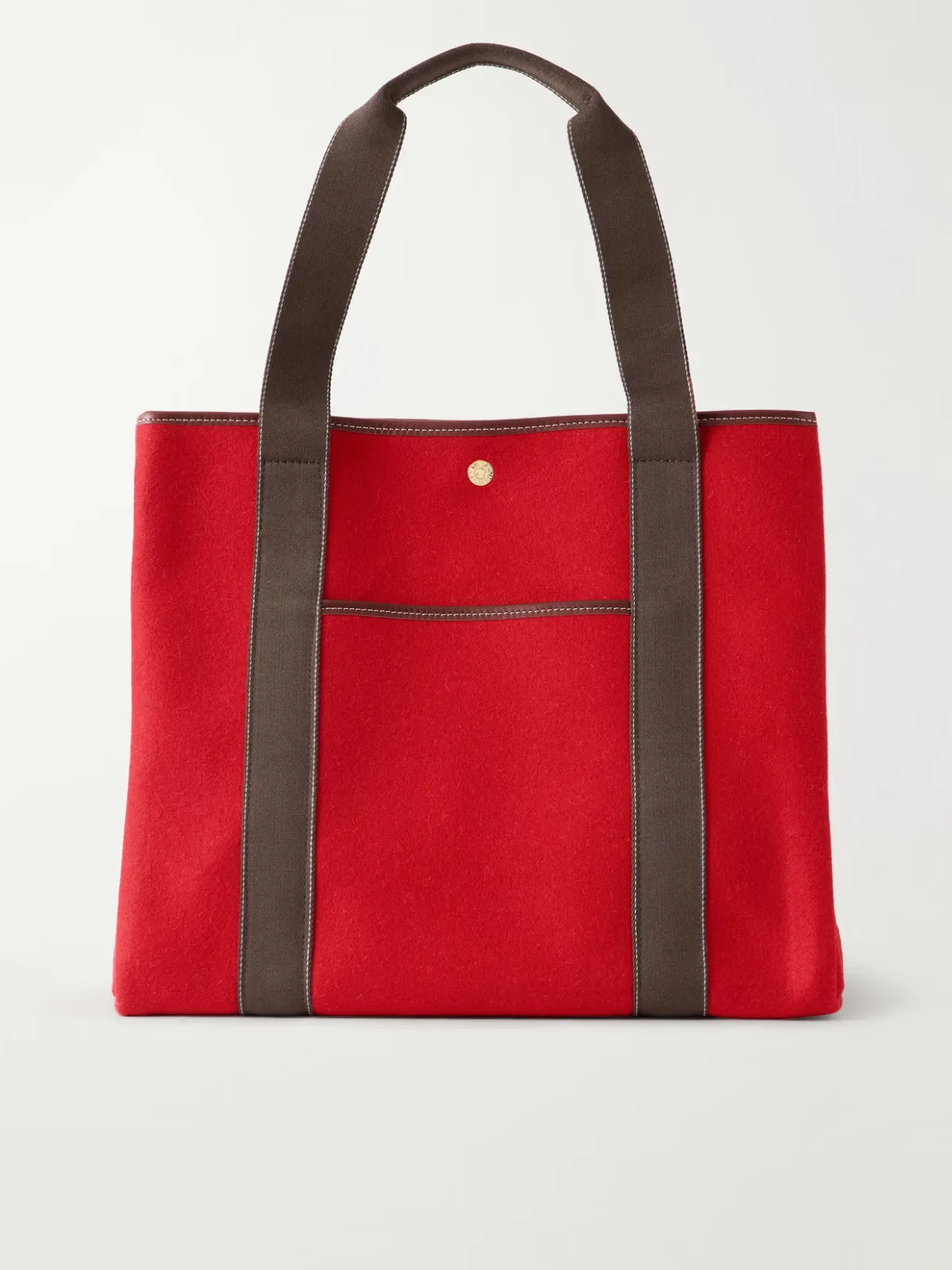 Traversée Large Leather-Trimmed Flannel Tote
