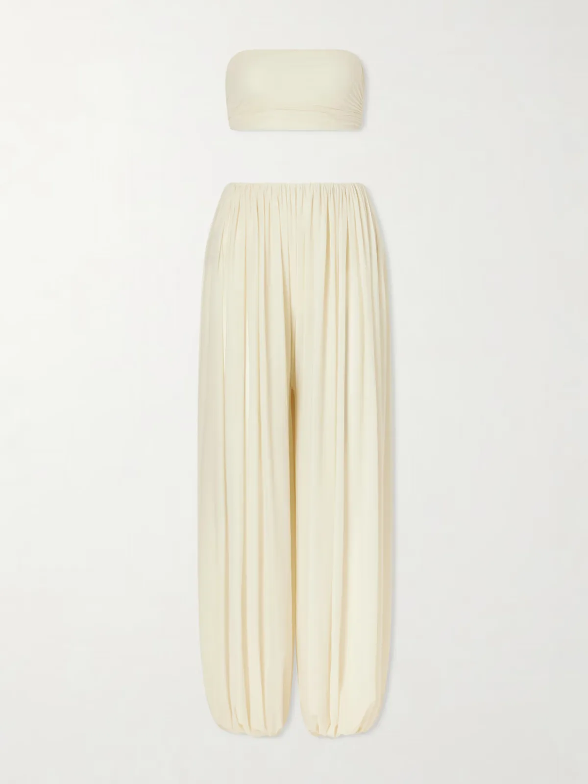 Rosario Draped Bandeau Top and Tapered Pants Set by Maygel Coronel