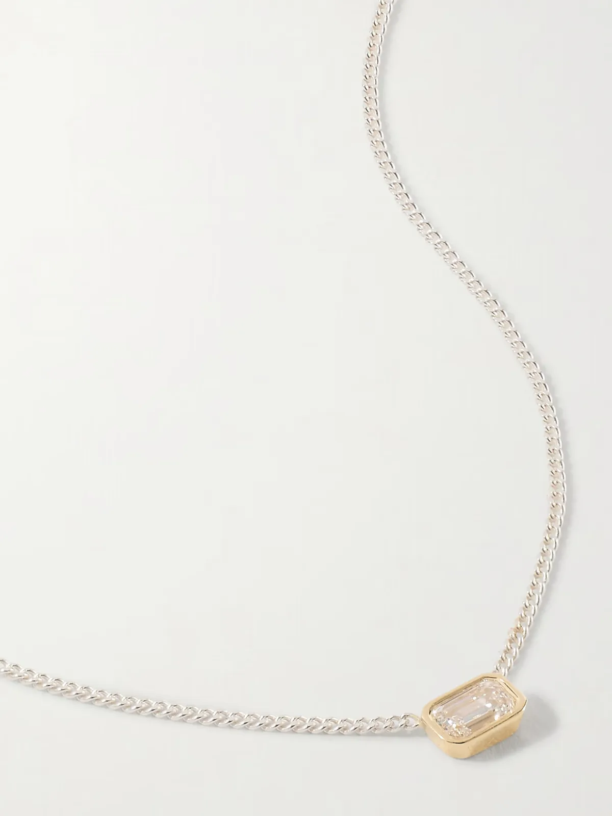 14-Karat Gold and Sterling Silver Diamond Necklace by Loren Stewart