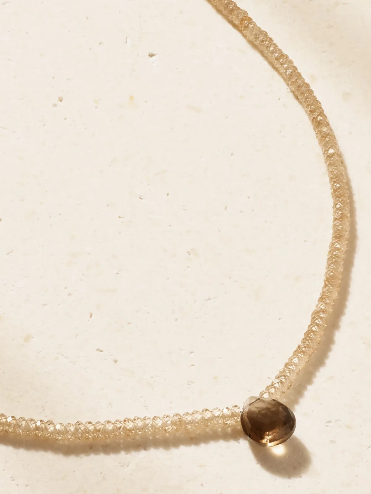 Raindrop 14-Karat Gold Smoky Quartz and Zircon Necklace by JIA JIA