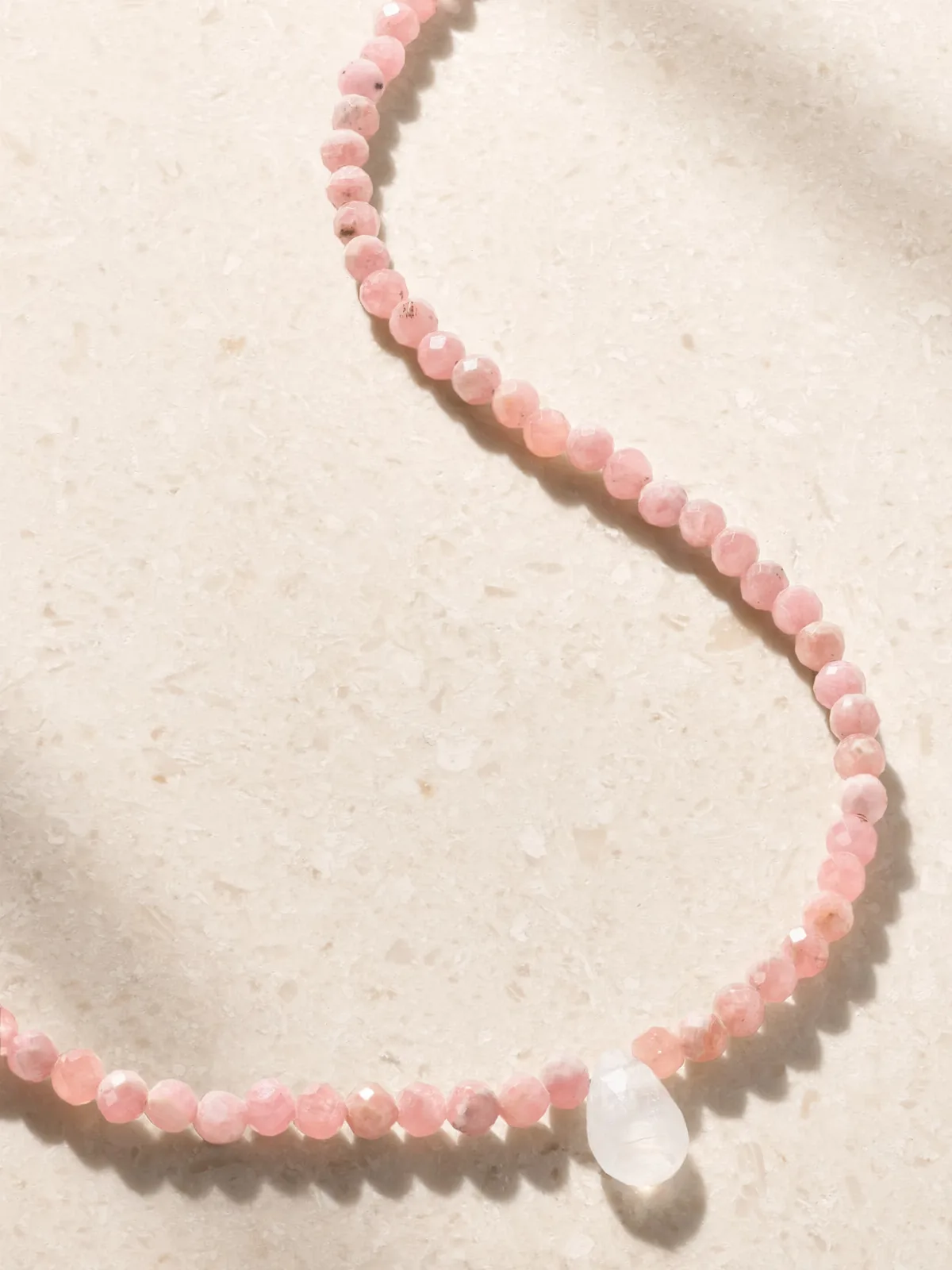 Raindrop 14-Karat Gold, Rhodochrosite and Moonstone Necklace by JIA JIA