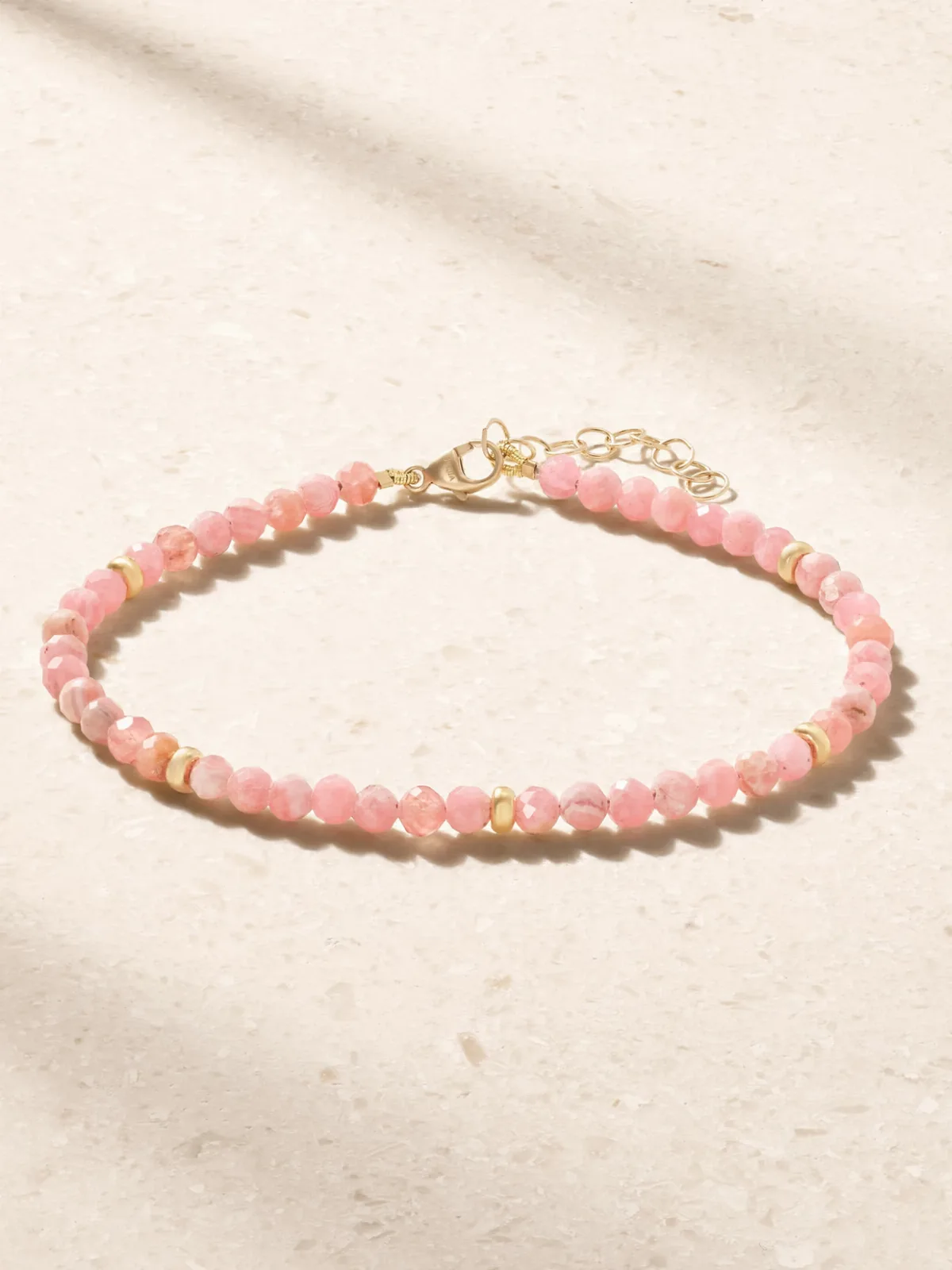 Arizona 14-Karat Yellow Gold Rhodochrosite Beaded Bracelet by JIA JIA