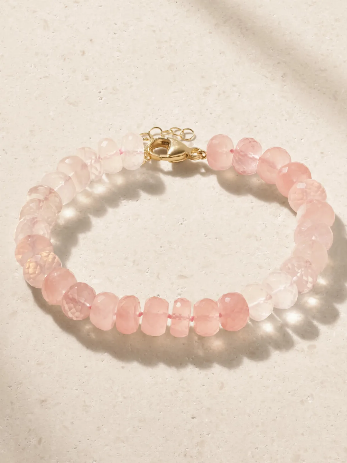 Oracle 18-Karat Gold Rose Quartz Beaded Bracelet