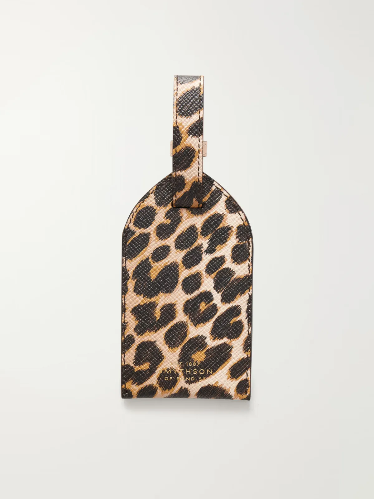 Panama Leopard-Print Leather Luggage Tag by Smythson