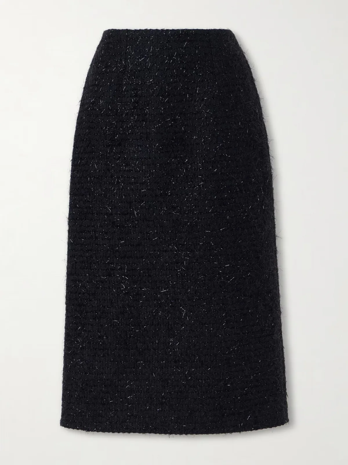 Shearling-Trimmed Metallic-Tweed Midi Skirt by Simone Rocha