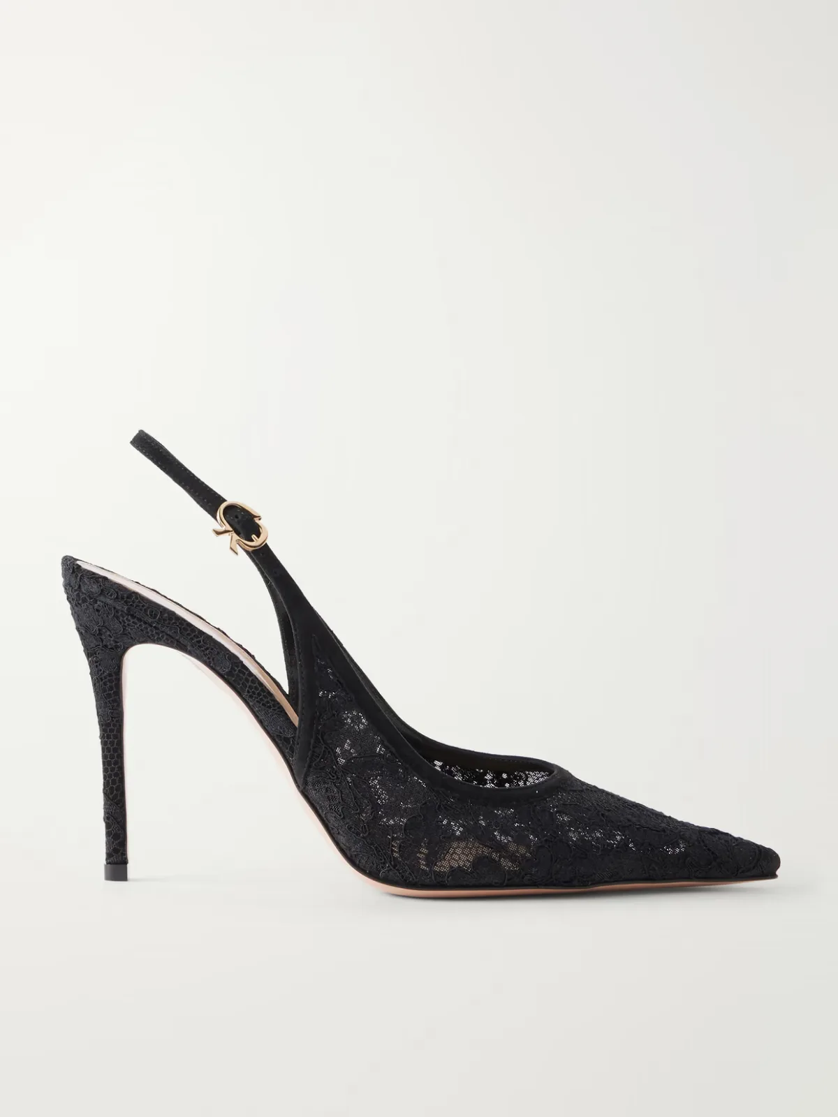 Sofia 95 Leather-Trimmed Lace Slingback Pumps by Gianvito Rossi