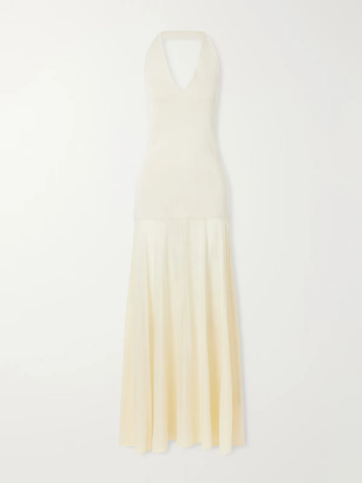 Circle Mesh and Crepe Halterneck Maxi Dress by ST. AGNI