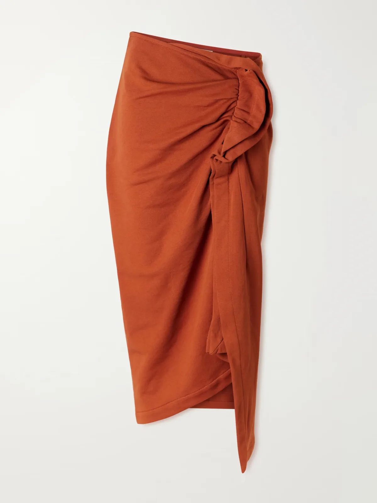 Draped Cotton-Jersey Midi Skirt