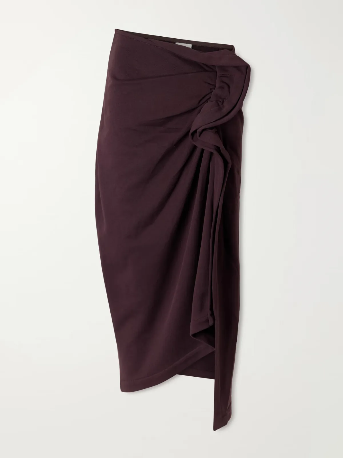 Draped Cotton-Jersey Midi Skirt