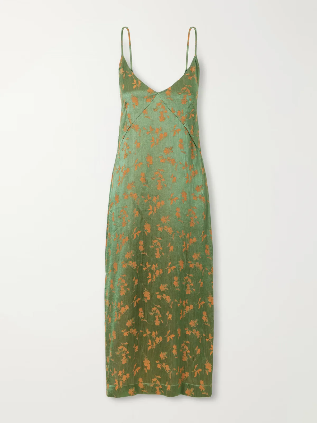 Floral-Jacquard Satin Midi Dress by Dries Van Noten