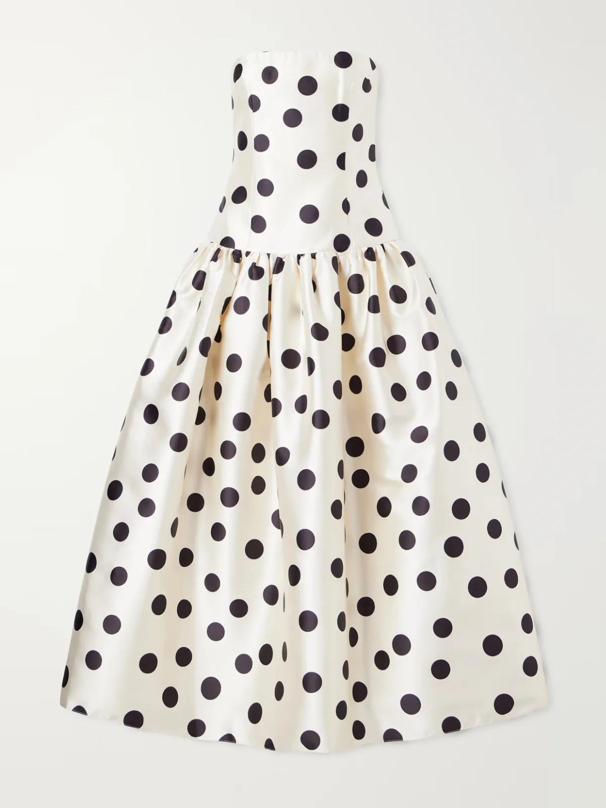 Leyla Strapless Polka-Dot Satin Gown by Ilkyaz Ozel