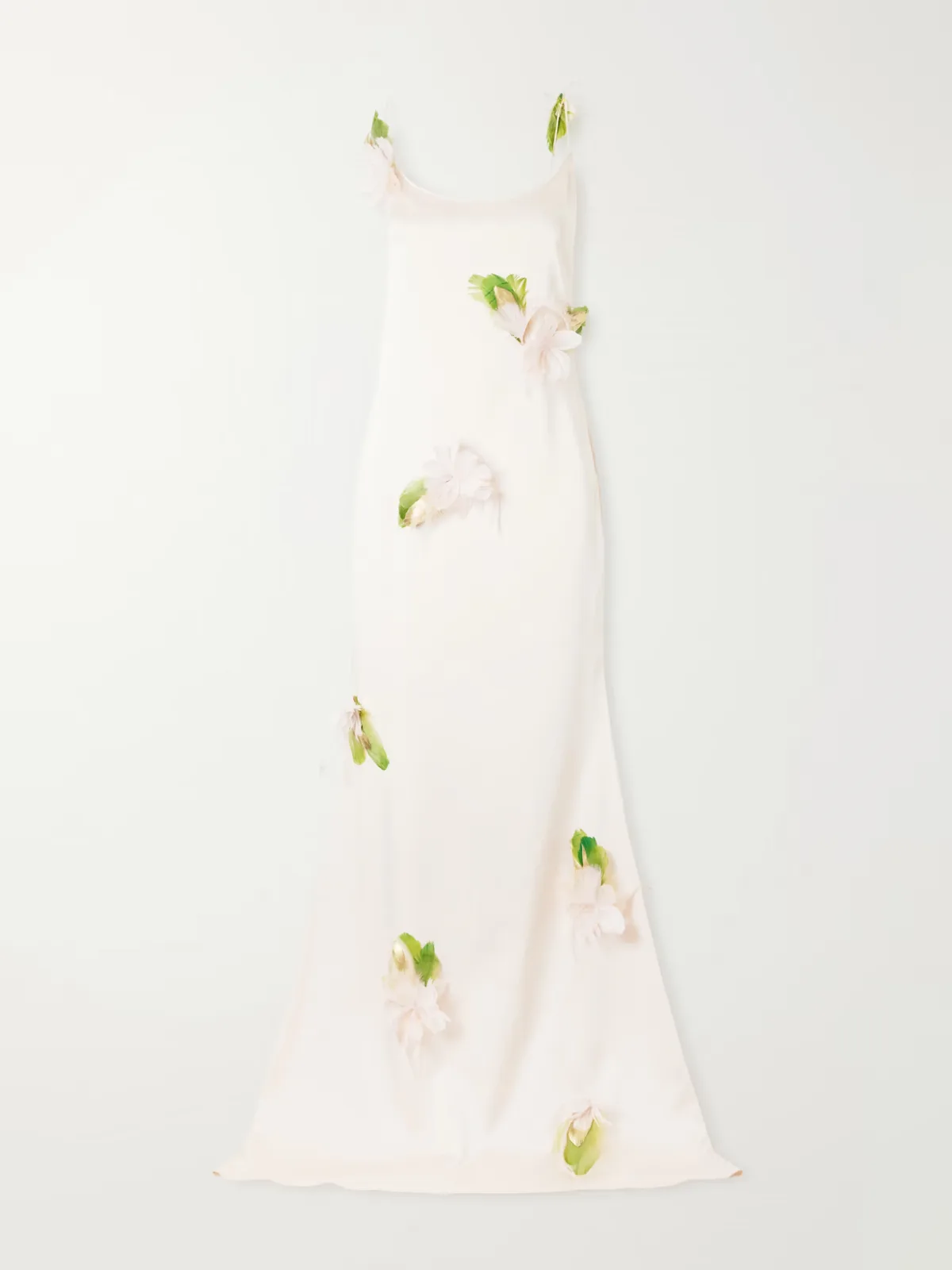 Mellow Floral-Embellished Satin Gown by Ilkyaz Ozel