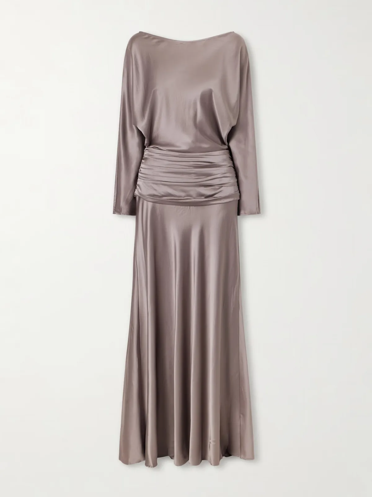 Freda Gathered Silk-Blend Satin Maxi Dress