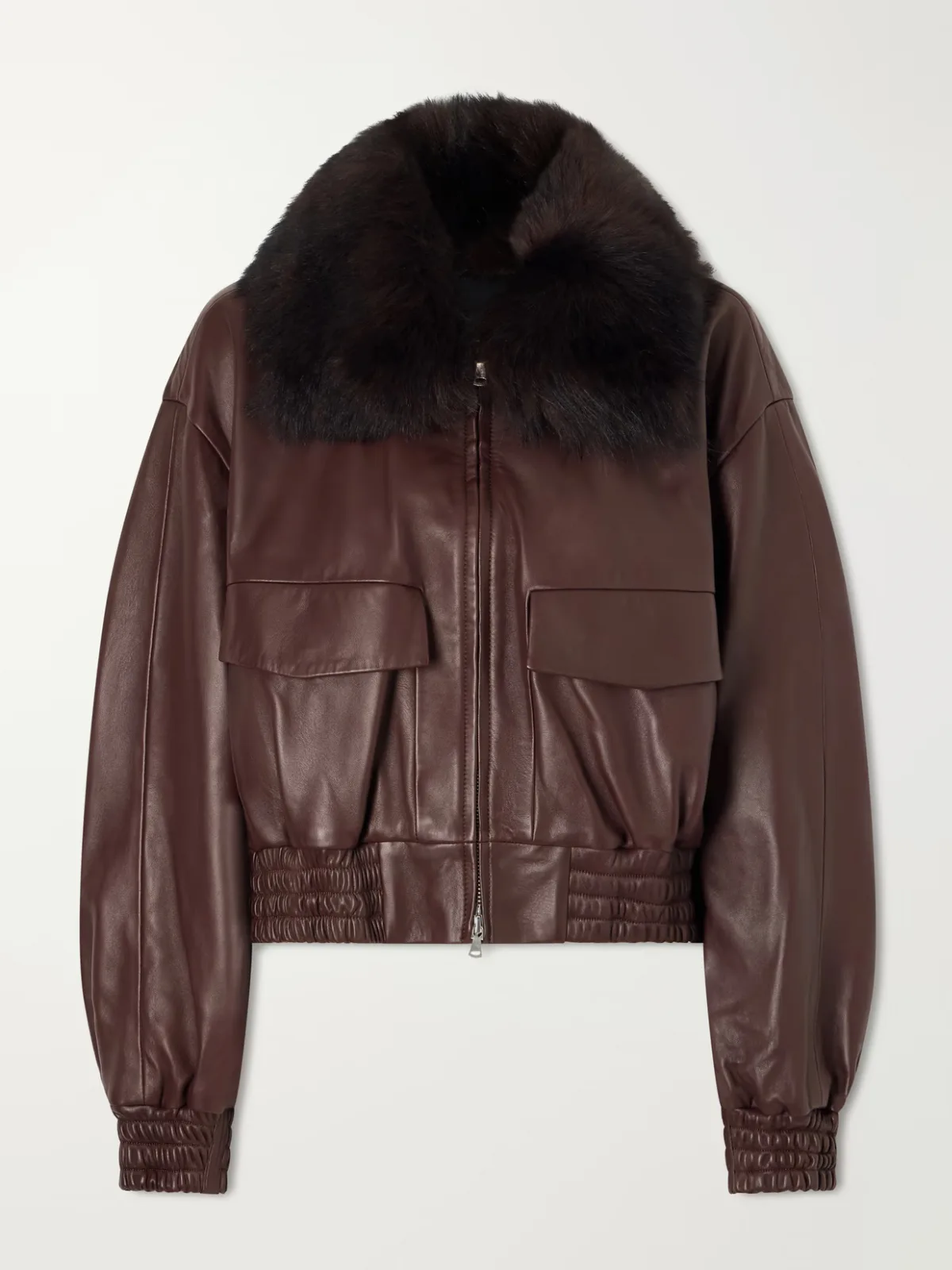 Ellery Shearling-Trimmed Leather Jacket by Nour Hammour