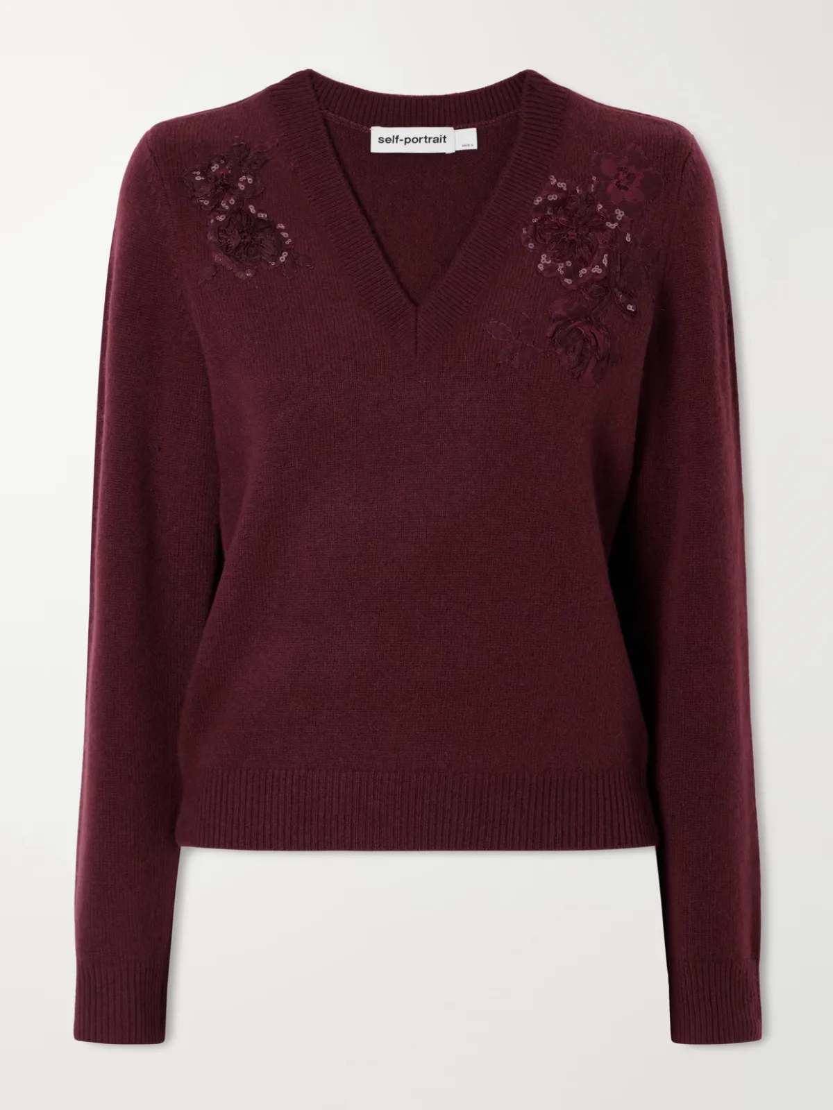 Floral-Embellished Wool-Blend Cardigan by Self-Portrait