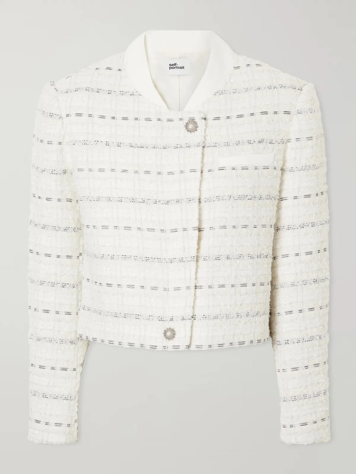 Cropped Metallic Bouclè Jacket by Self-Portrait