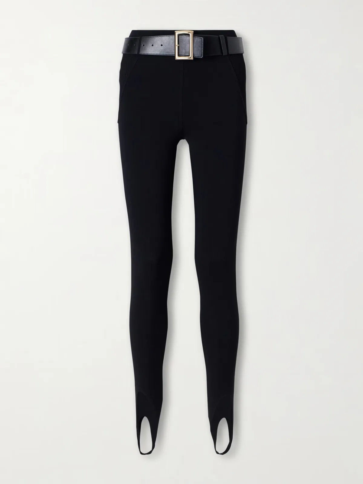 Belted Stretch-Jersey Stirrup Leggings by Self-Portrait