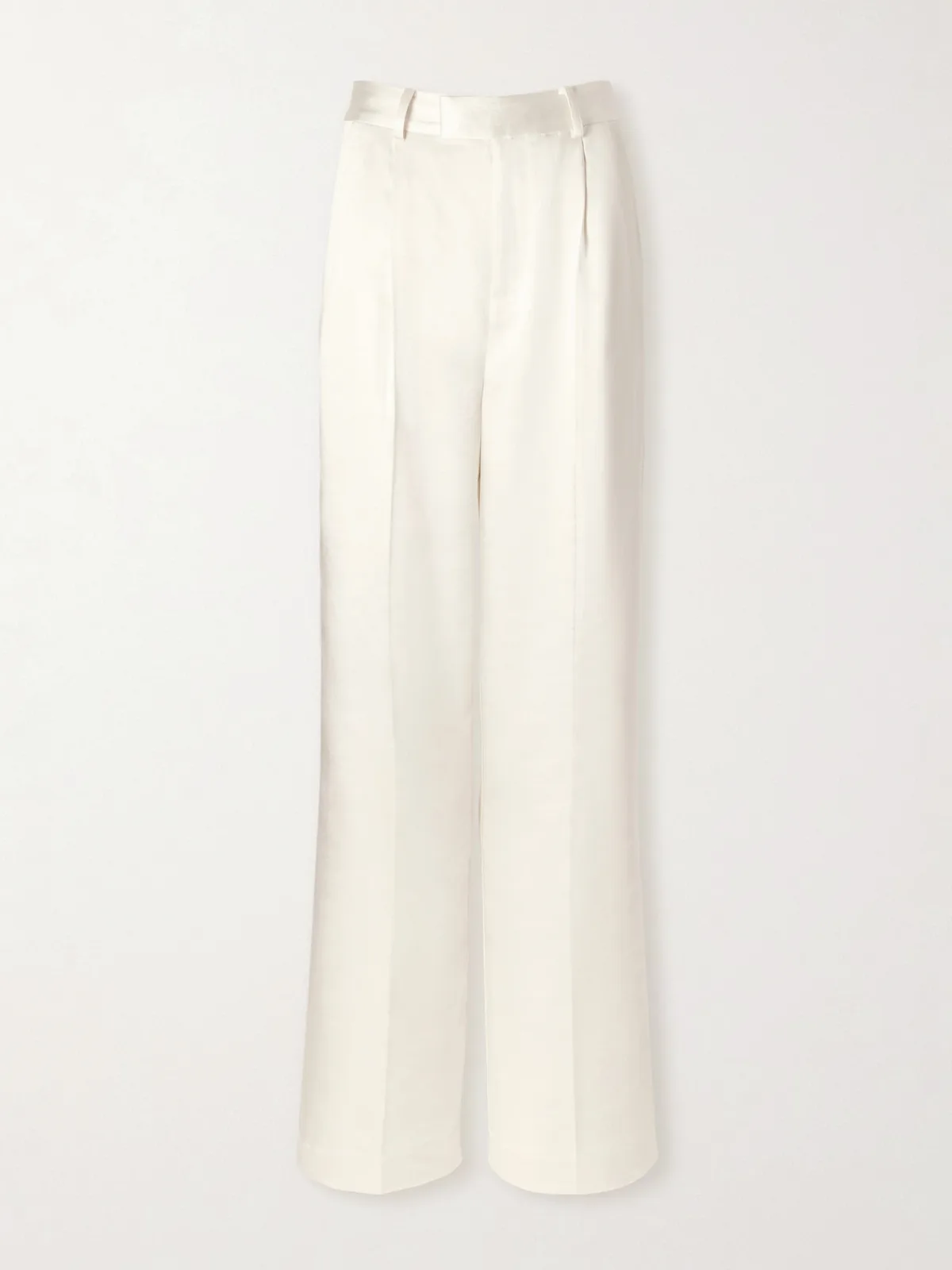 Pleated Satin Straight-Leg Pants by Self-Portrait