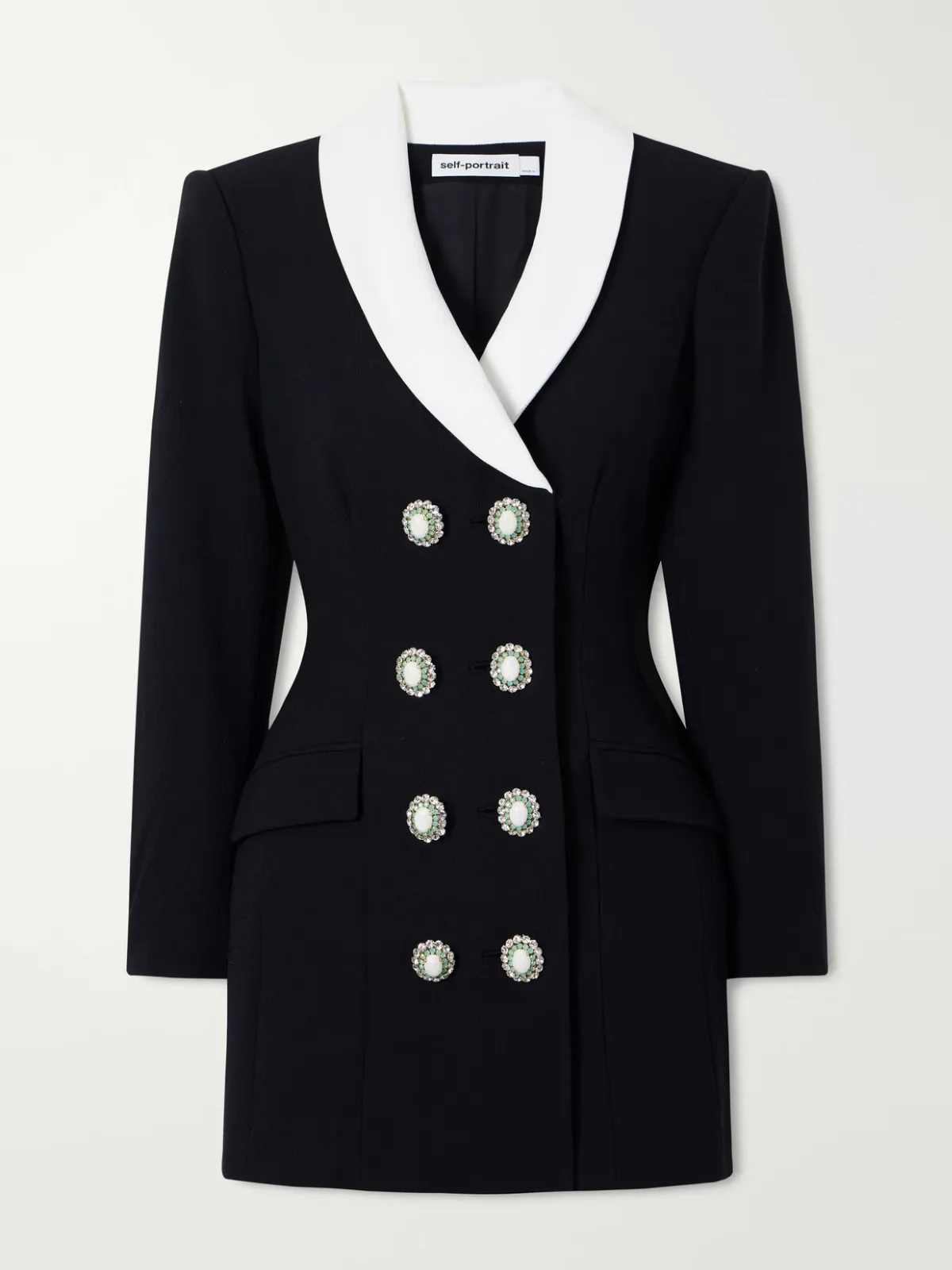 Double-Breasted Wool-Crepe Mini Dress by Self-Portrait