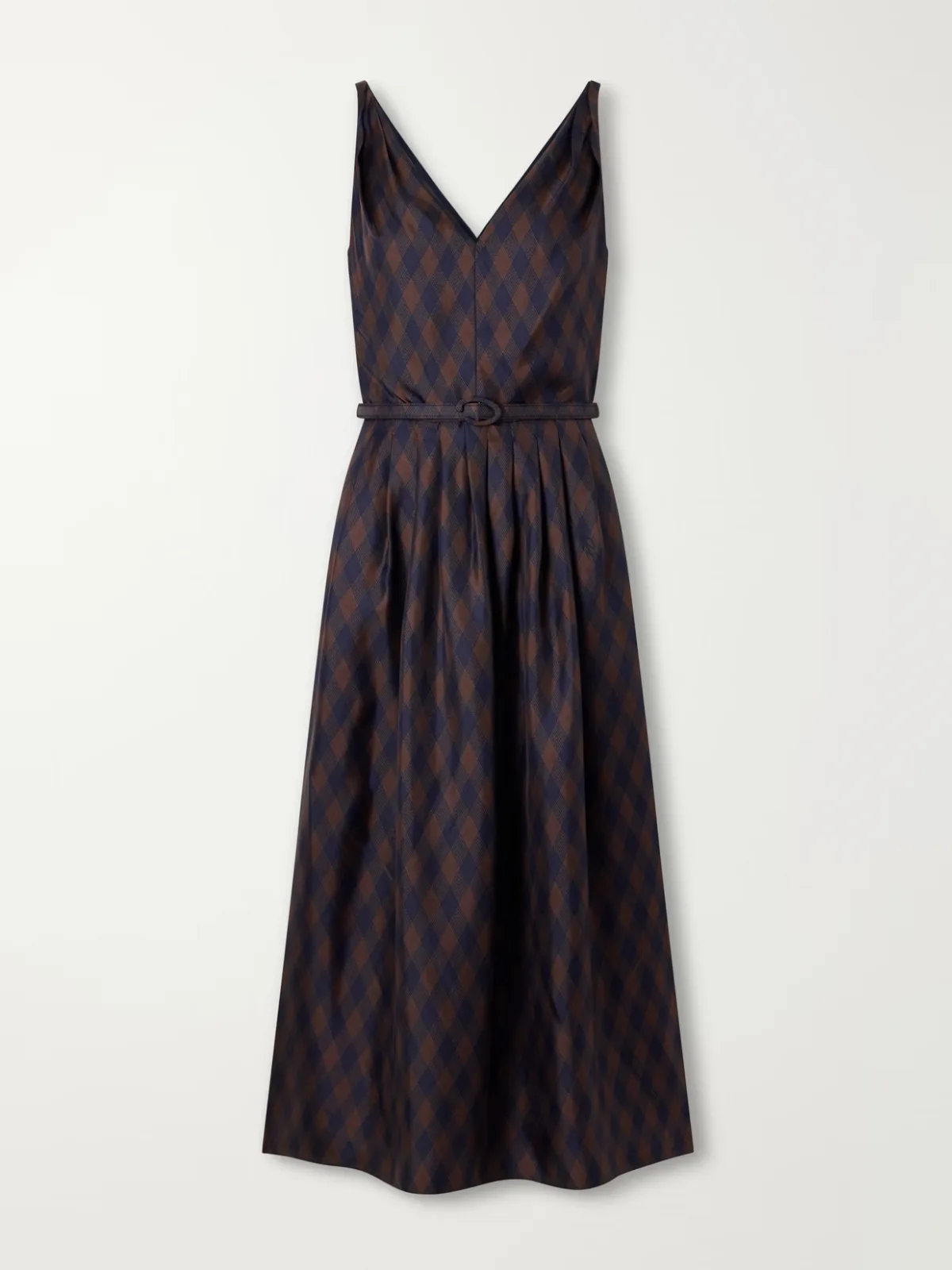 Argyle Silk-Twill Midi Dress by Oscar de la Renta