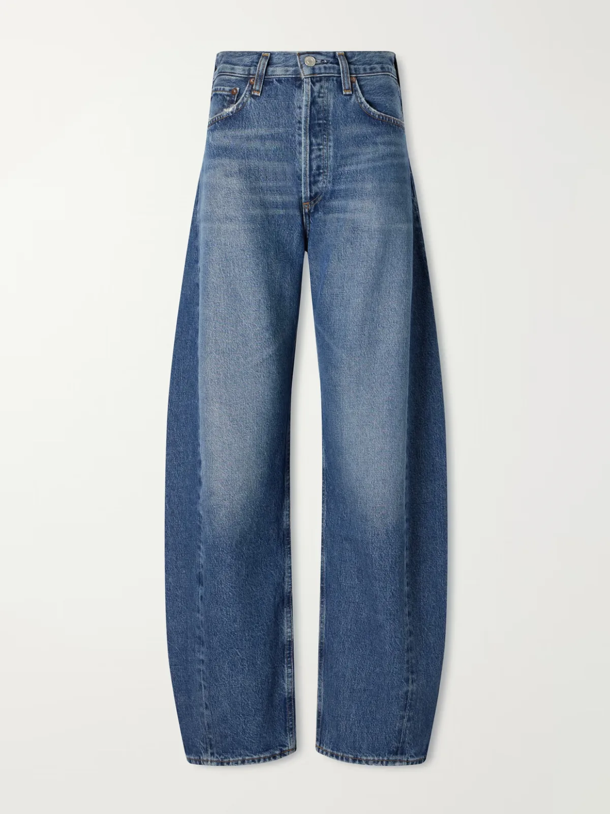 Luna Pieced High-Rise Barrel-Leg Jeans by AGOLDE