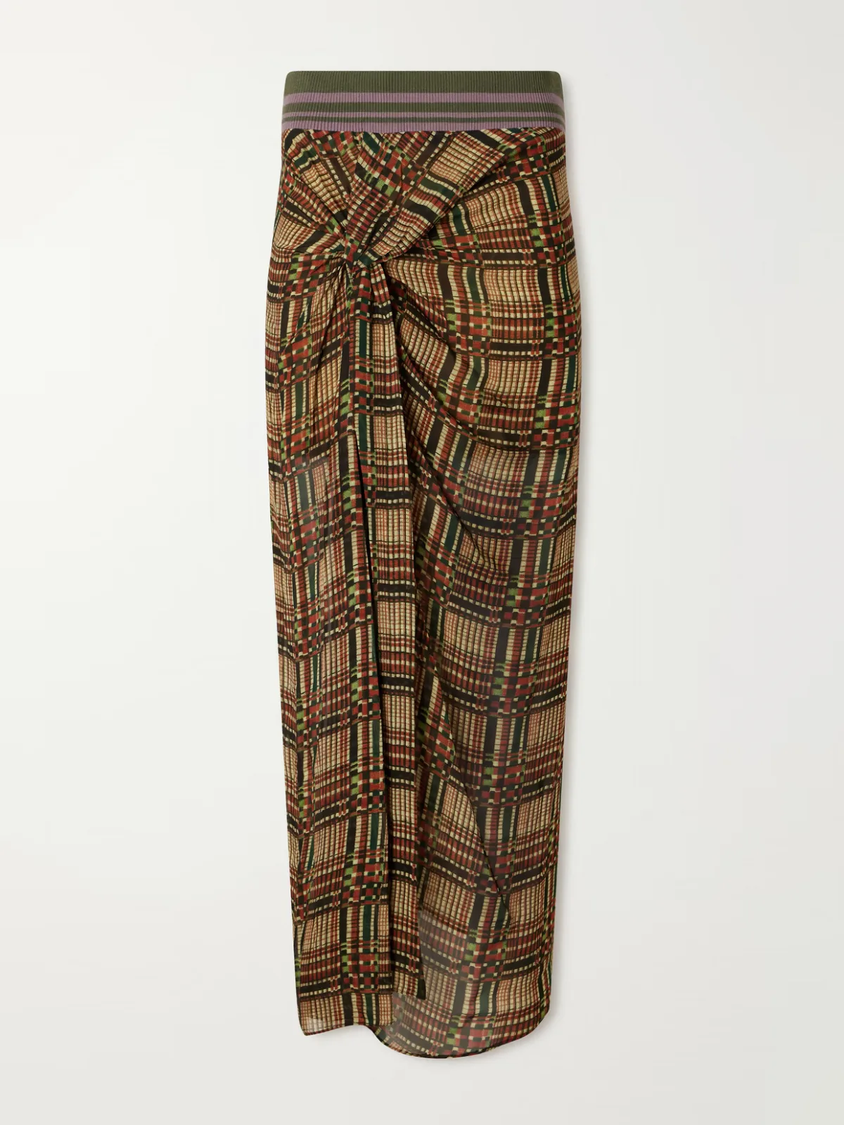 Suma Checked Georgette Midi Skirt by Dries Van Noten