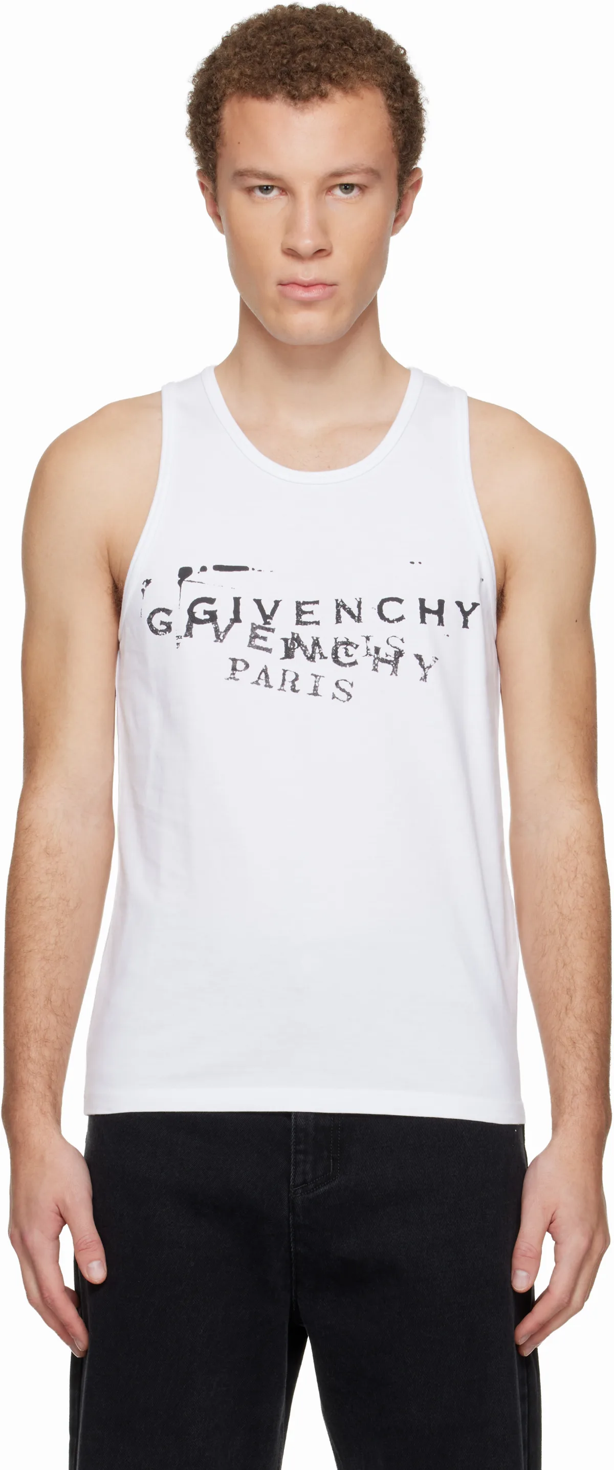 White'GIVENCHY' Stamp Print Tank Top by Givenchy