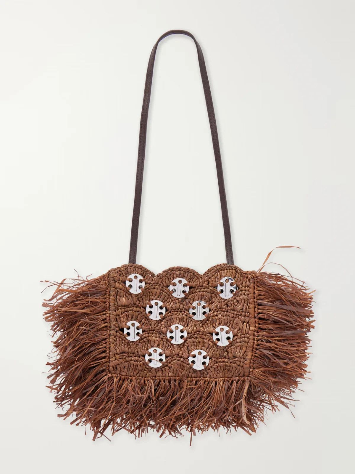 Embellished Raffia Shoulder Bag by RABANNE