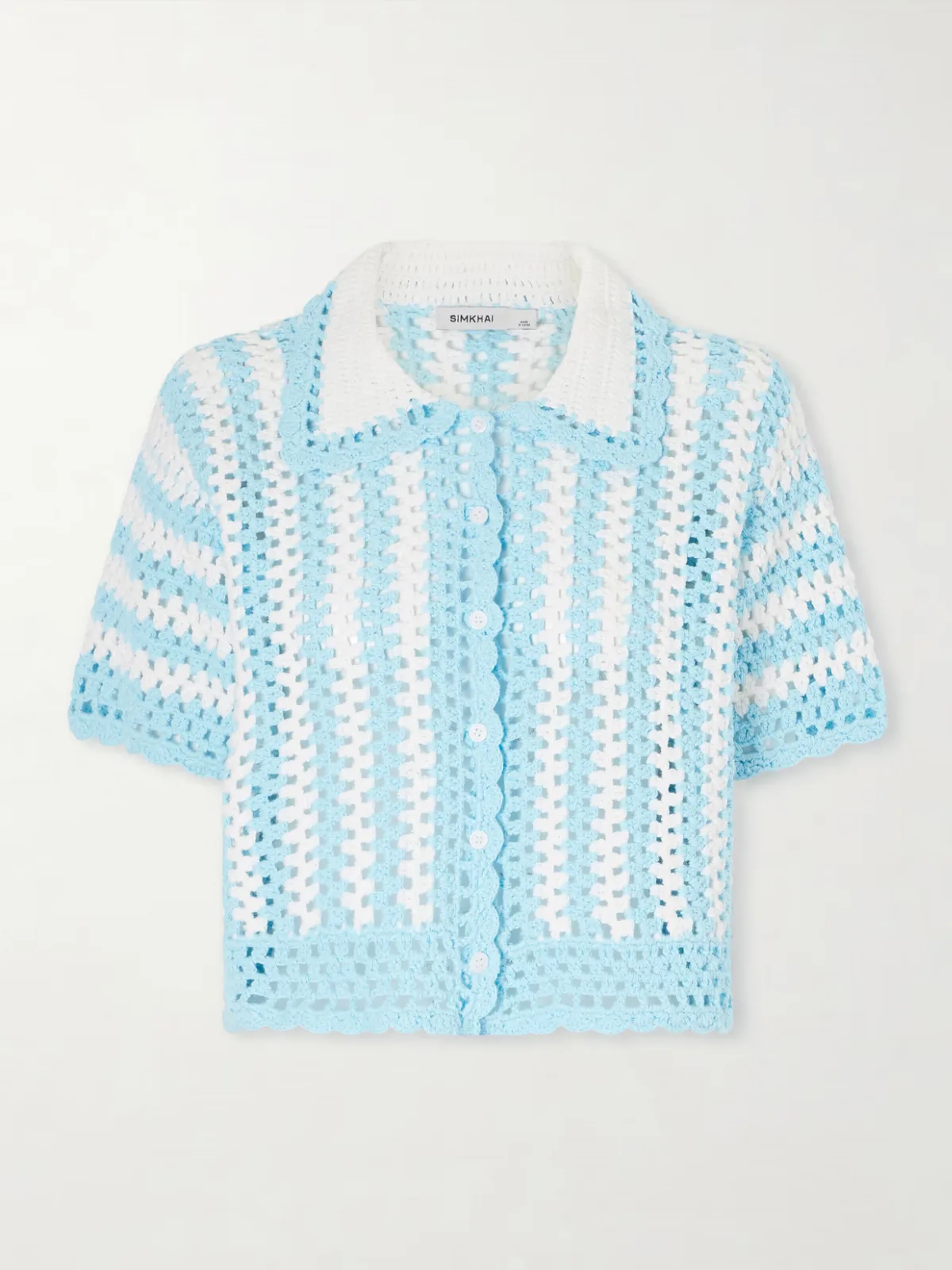 Stanton Striped Crocheted Cotton Shirt by SIMKHAI