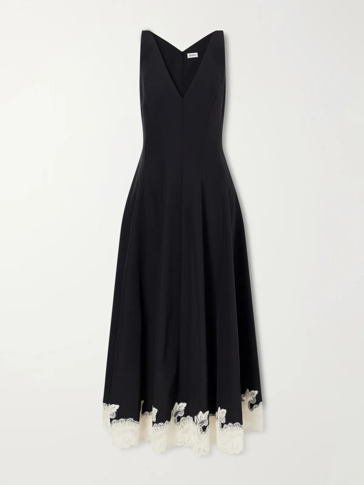 Mira Lace-Trimmed Cotton-Blend Faille Maxi Dress