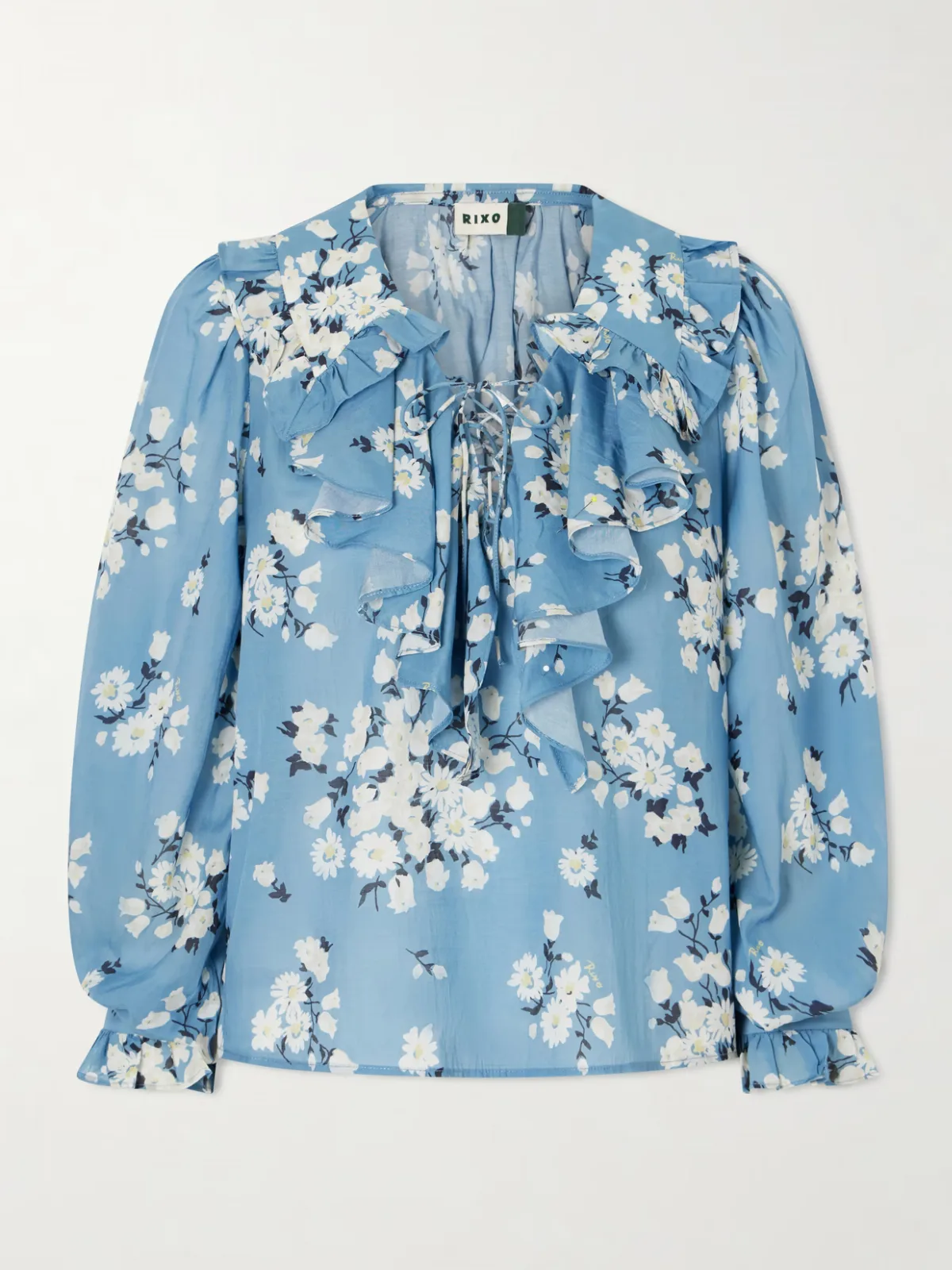 Milia Ruffled Floral-Print Cotton-Blend Voile Blouse by RIXO