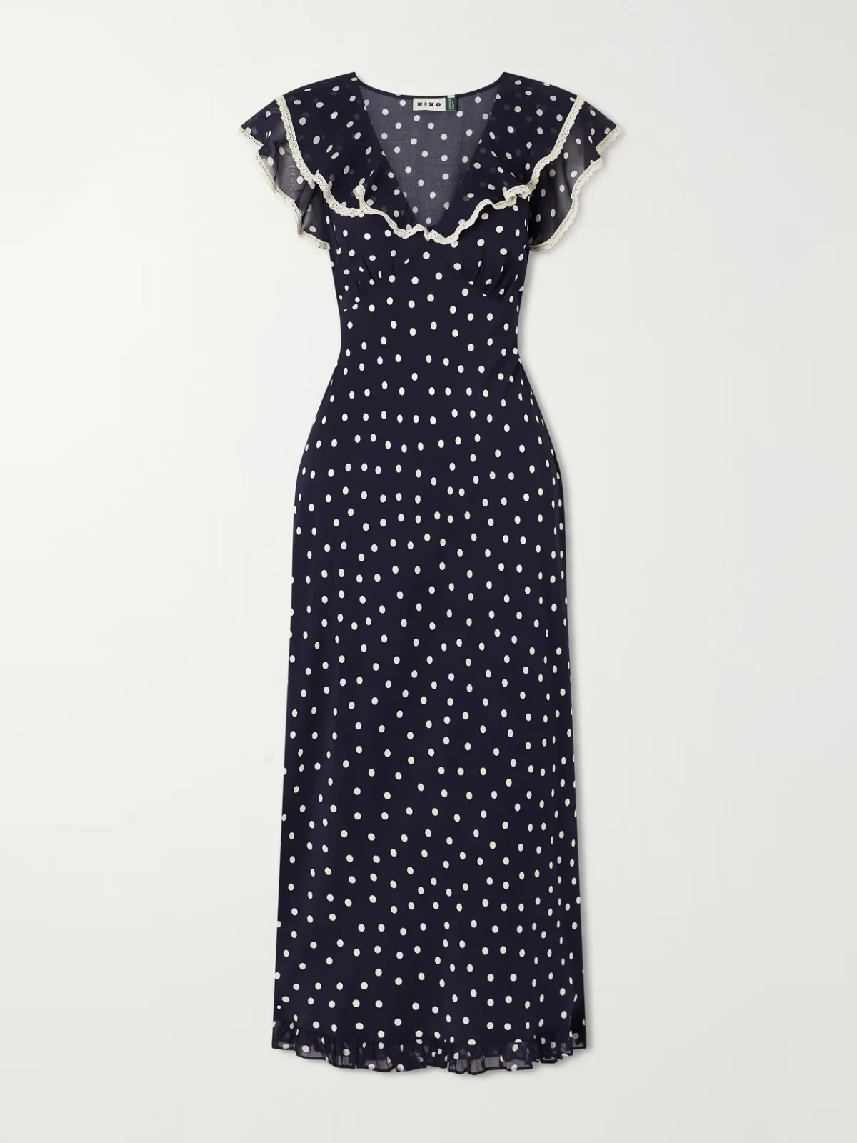 Bethea Crochet-Trimmed Polka-Dot Crepe Midi Dress by RIXO