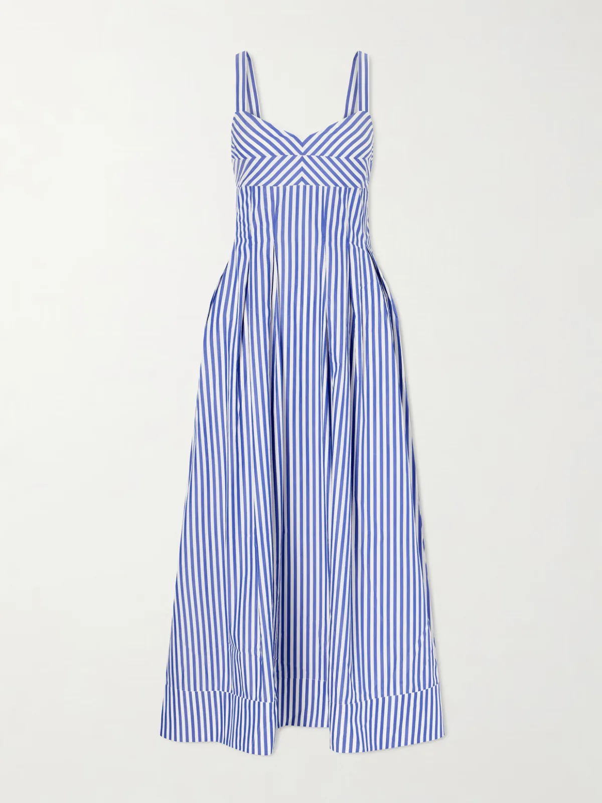 Madeline Pleated Striped Cotton-Poplin Maxi Dress by La Ligne