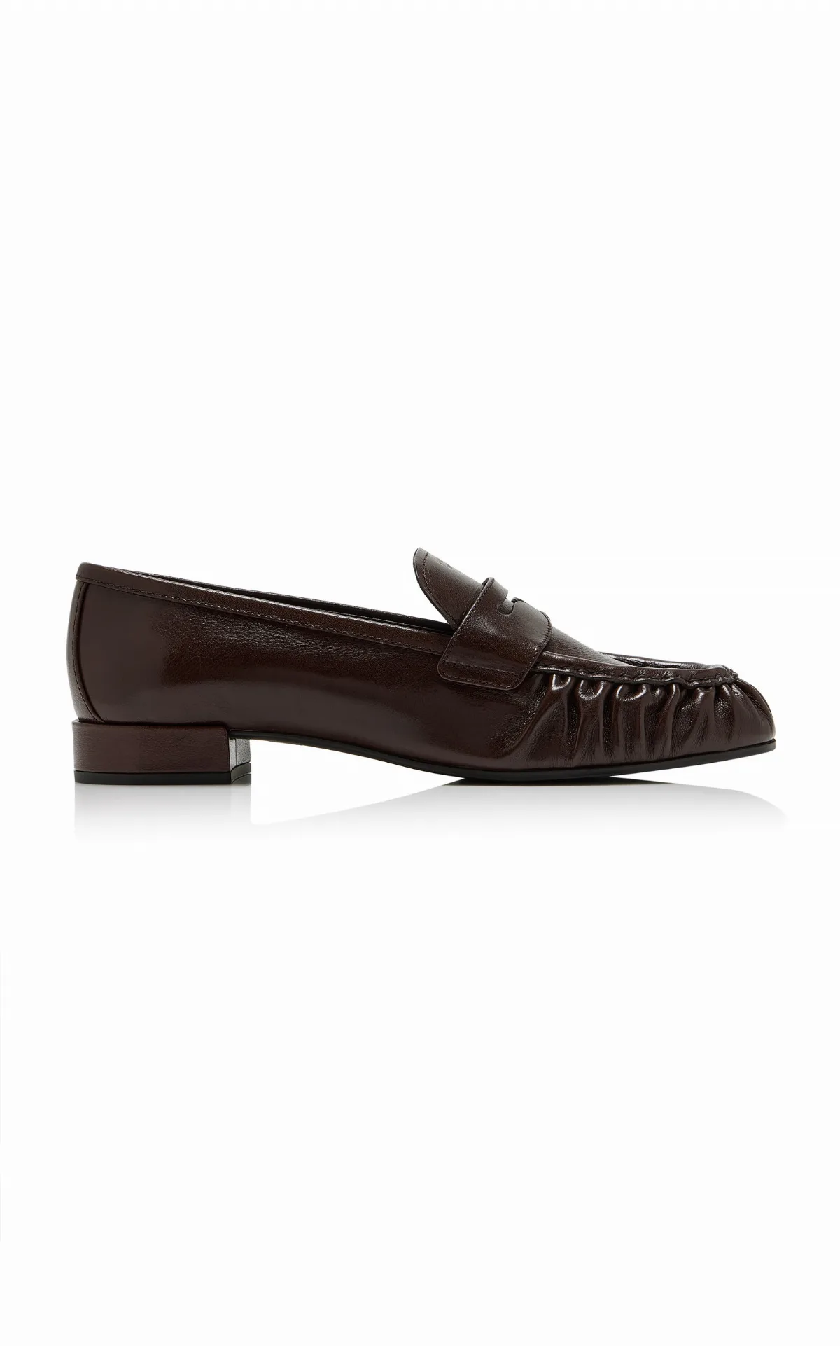 Ruched Leather Loafers by Prada