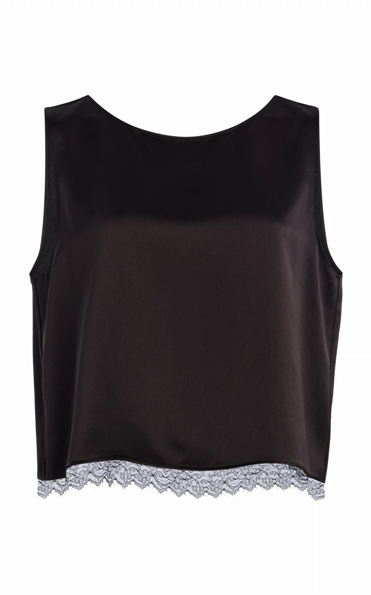 Barb Lace-Trimmed Satin Cropped Top by Leset