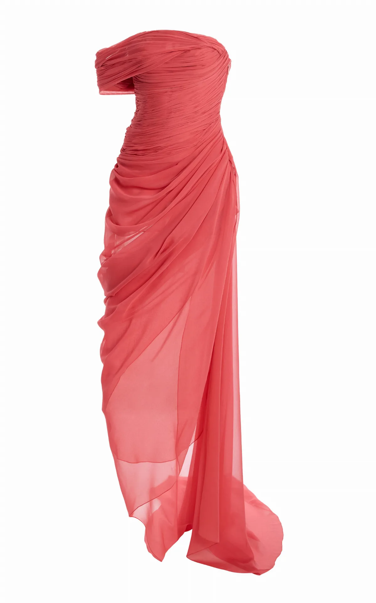 Draped Silk-Chiffon Gown by Oscar de la Renta