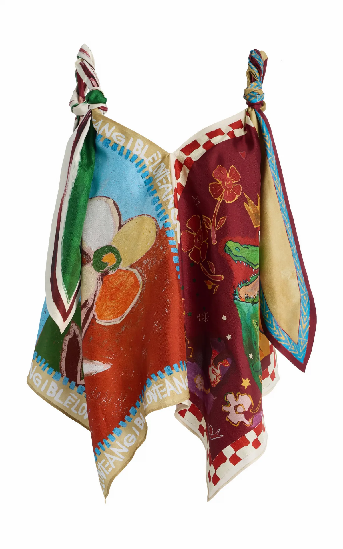 Mlak Printed Silk-Twill Scarf Top by ALÉMAIS