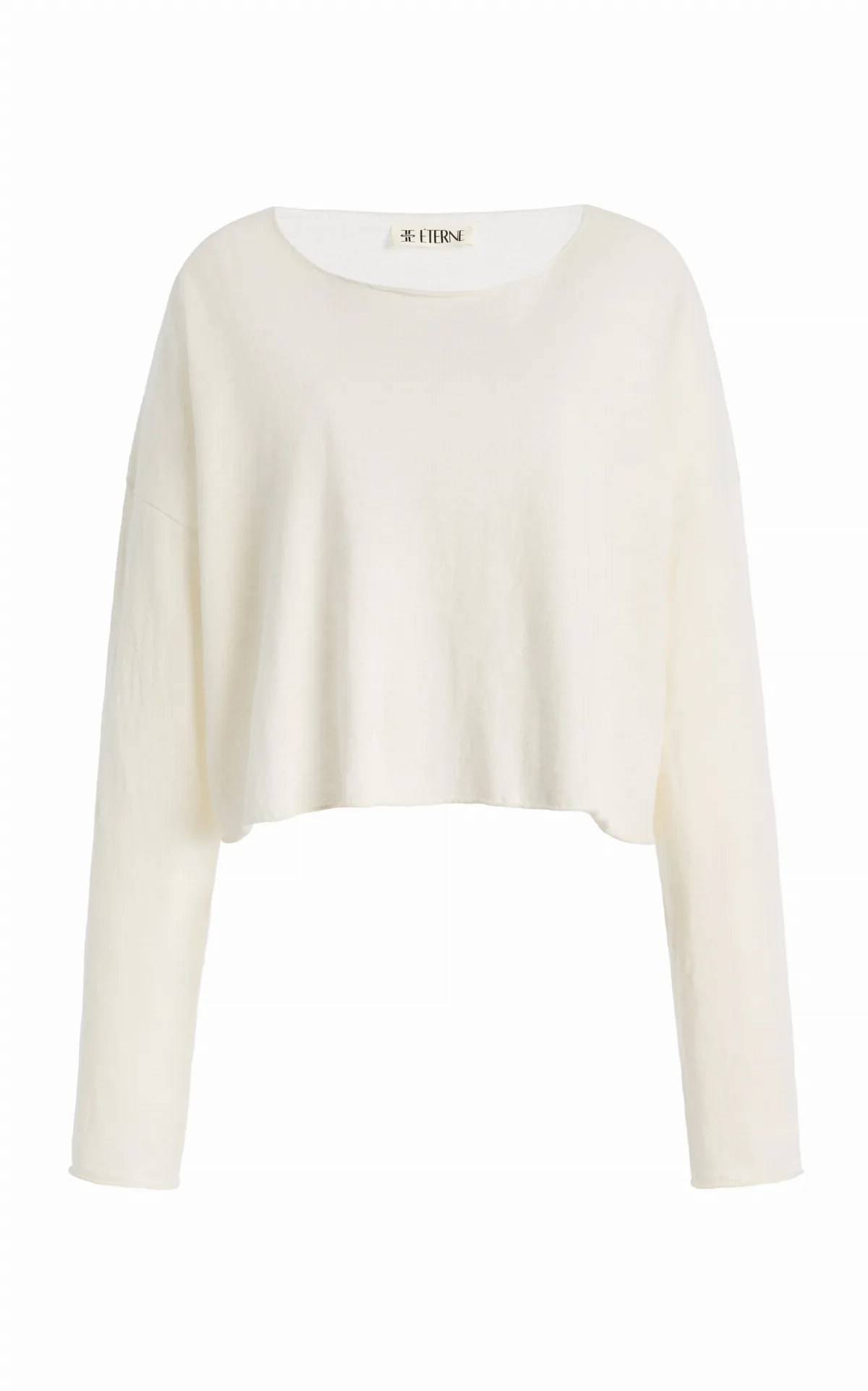 Cropped Cotton-Linen Boat-Neck Top by Éterne