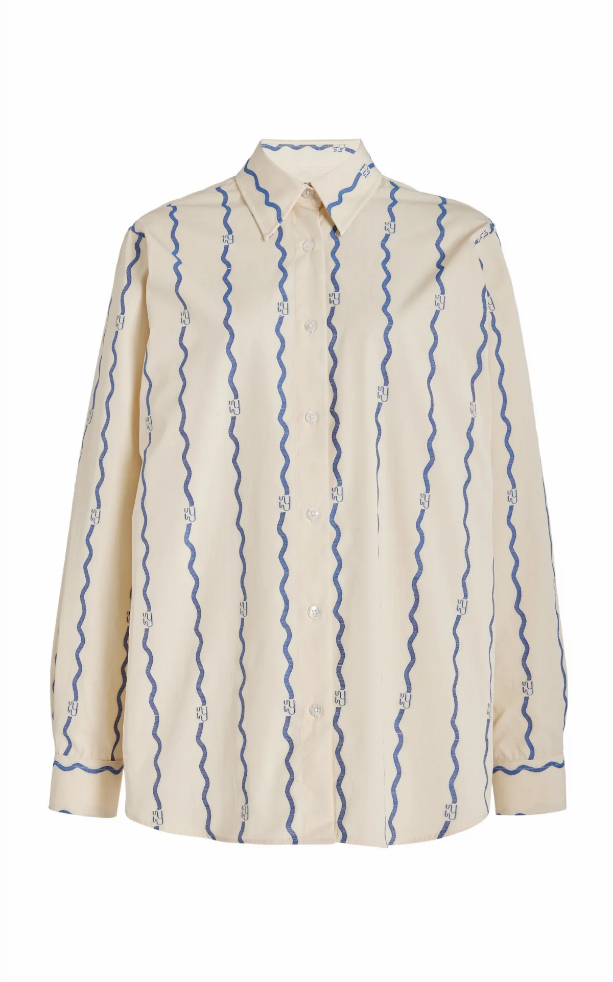 Bouy Wave-Patterned Cotton Fil Coupé Shirt by YAITTE