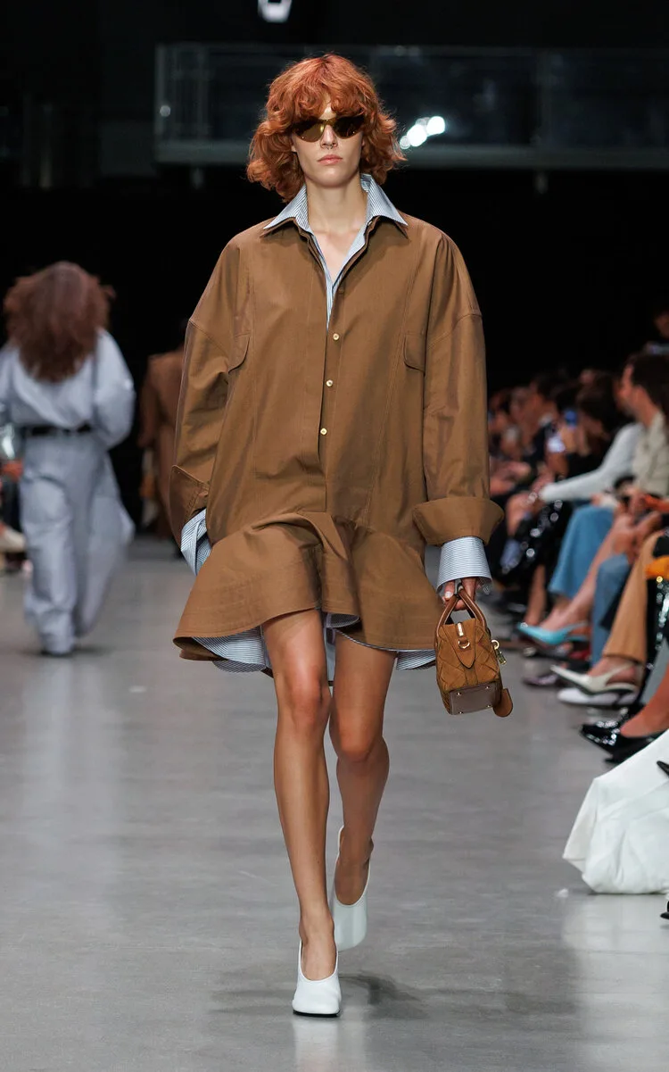 Peplum Washed-Cotton Mini Shirt Dress by Stella McCartney