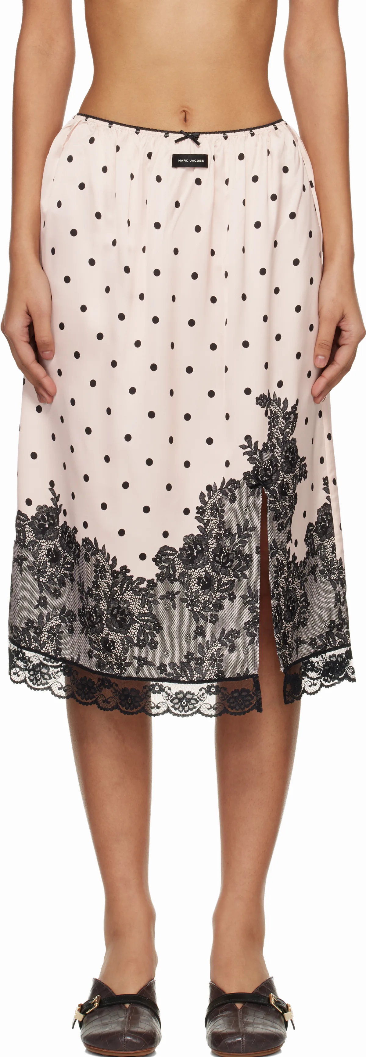 Pink Trompe L'Oeil Dots Midi Skirt