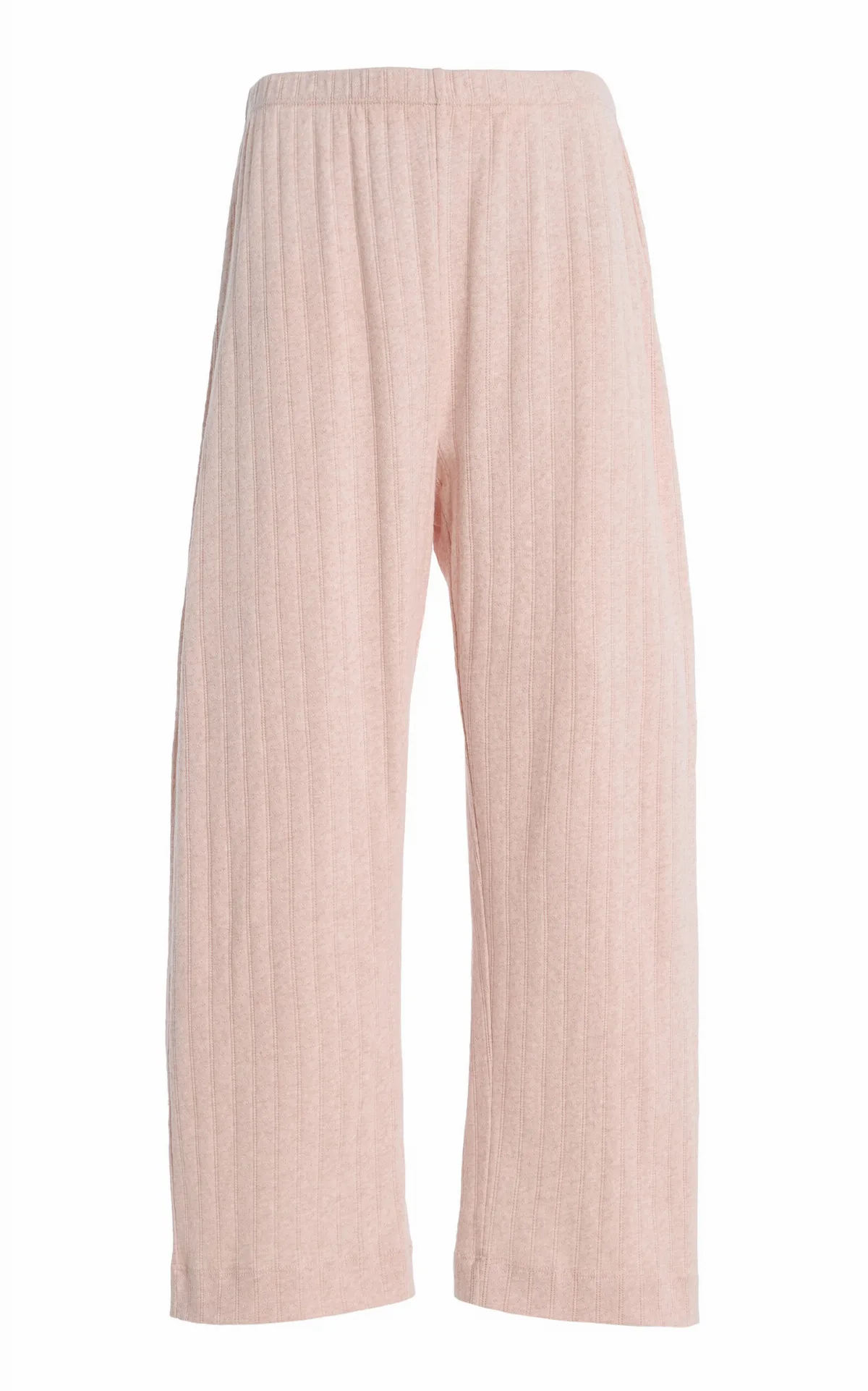 Pointelle-Knit Cotton Crop Wide-Leg Pants by Leset