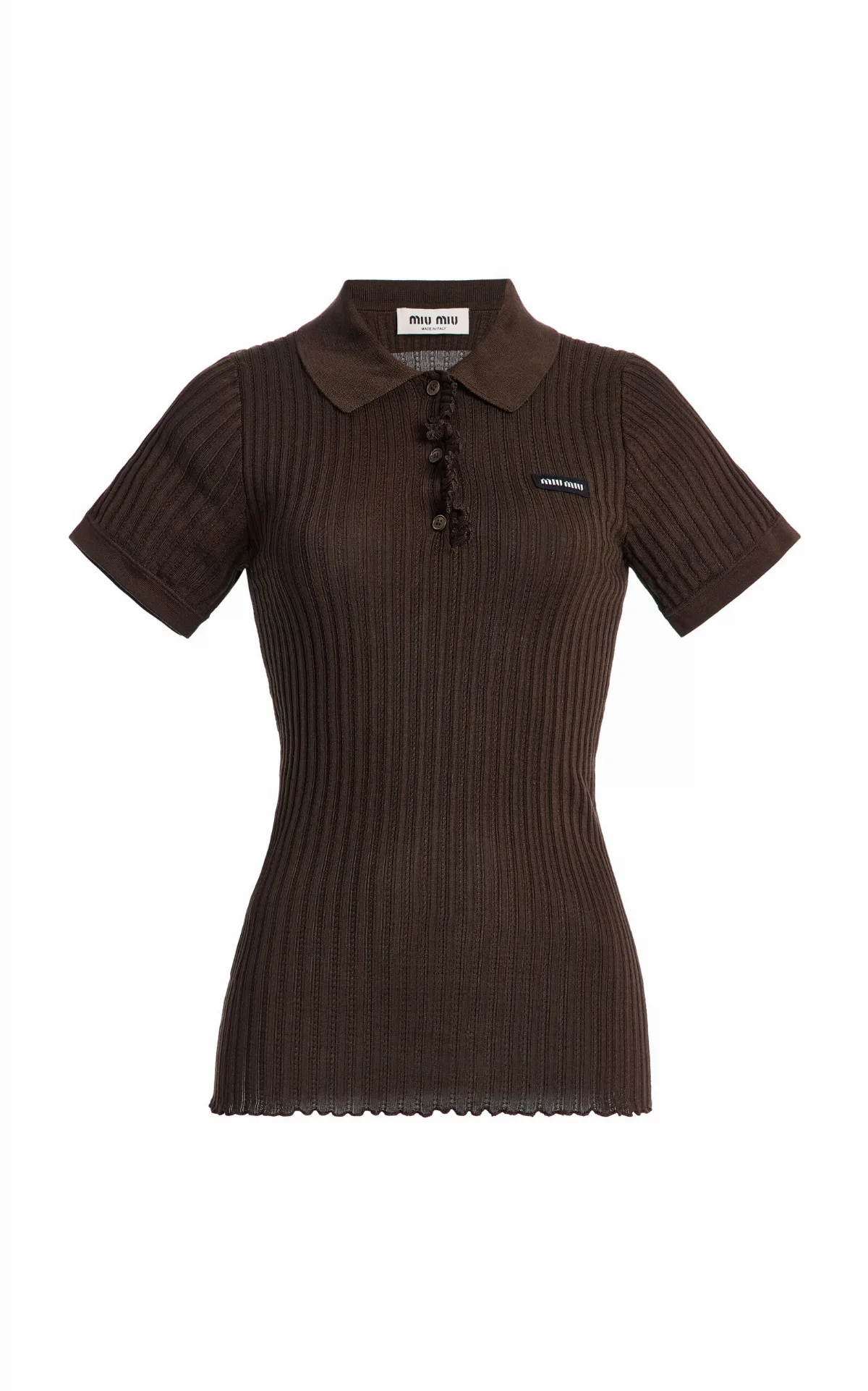 Ribbed-Knit Silk-Blend Polo by Miu Miu