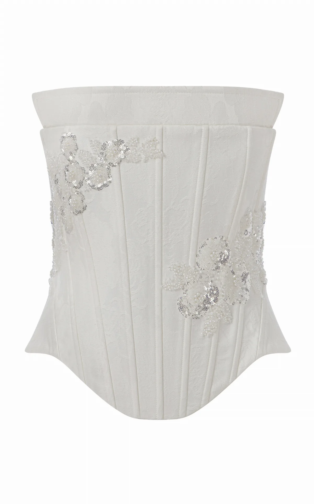 Glynn Jacquard Lace-Up Corset with Hand-Crafted Appliqué Detailing by ILA THE BRAND