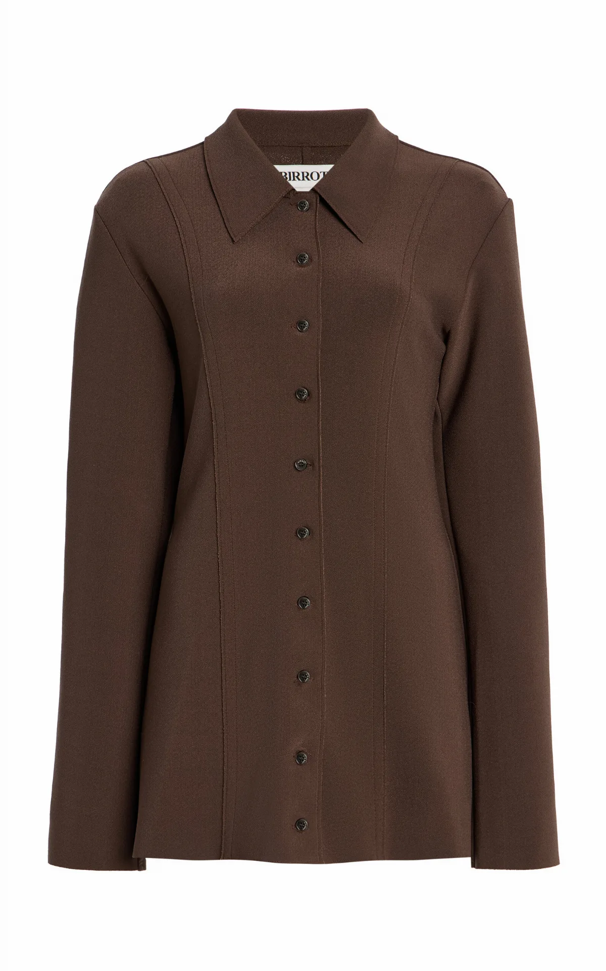 Lay2 Fitted Button-Down Crepe Top by BIRROT