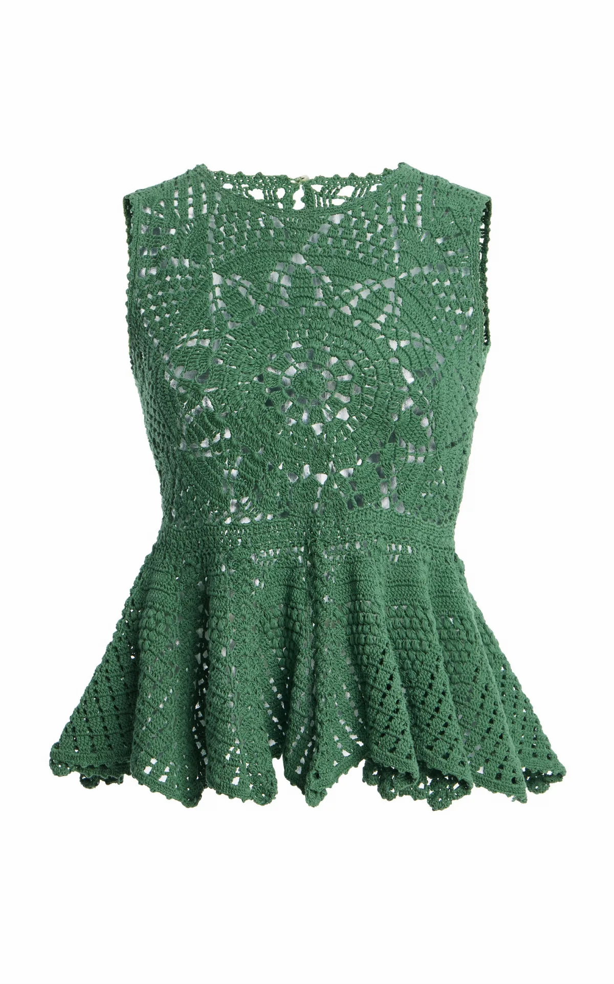 Cora Hand-Crocheted Cotton Peplum Top by Ulla Johnson