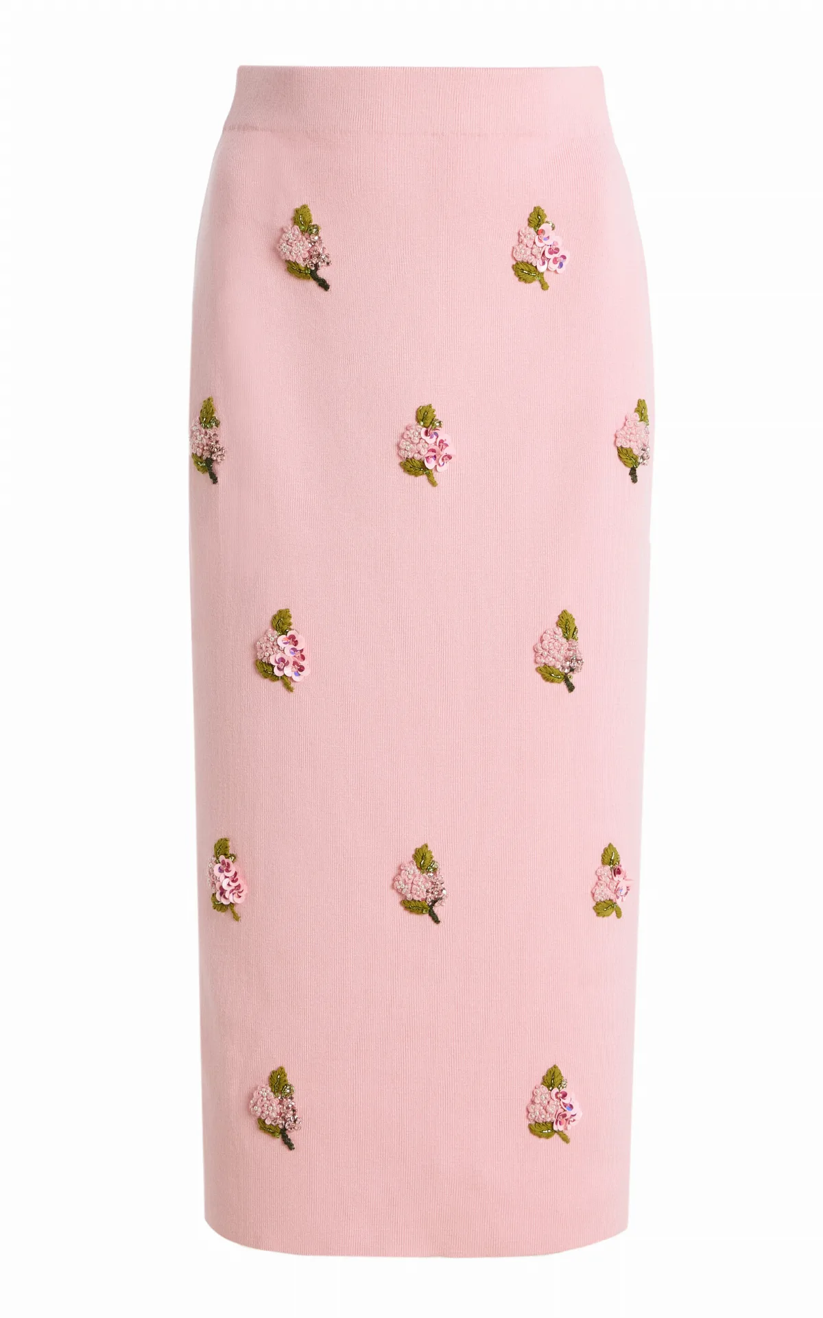 Embroidered Silk-Cotton Midi Pencil Skirt