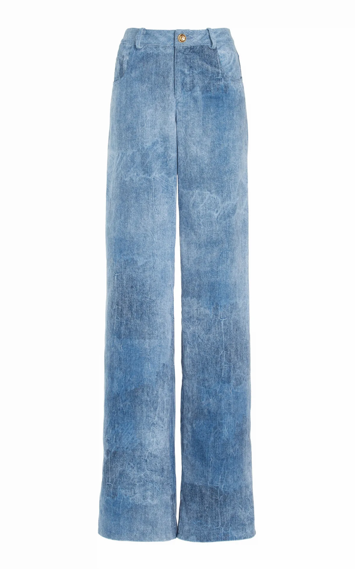 The Reid Velvet Denim Straight-Leg Pants by Brandon Maxwell